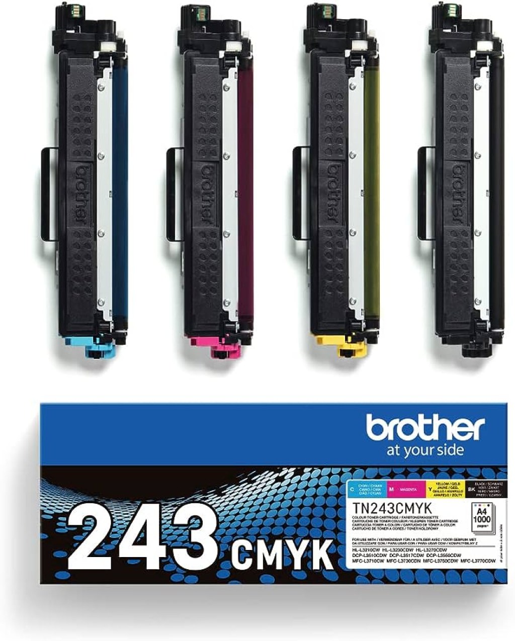 Picture of: Brother TN-BK/TN-C/TN-M/TN-Y Toner Cartridges,  Black/Cyan/Magenta/Yellow, Multi-Pack, Standard Yield, Includes  x Toner  Cartridges,